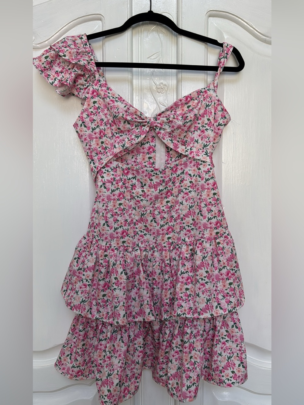 Women’s Small Pink Floral Tiered Dress